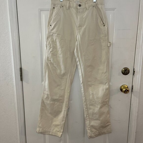 BDG Woman's Cream Cargo Carpenter Baggie Slouchy Pants Sz 27 - Picture 2 of 9